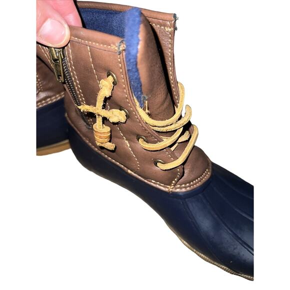 Sperry Duck Boots Womens 6 Saltwater Waterproof Blue Rubber Zip Lace Up - Picture 5 of 5